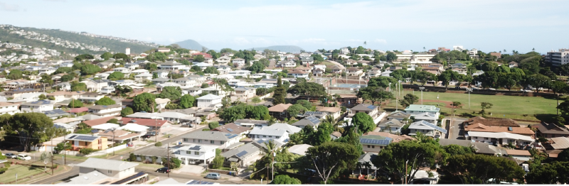 Aerial view of a Hawaii residential neighborhood